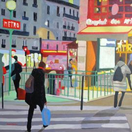 Paris Art Web - Painting - Angie Brooksby - Paris - Metro Daubenton