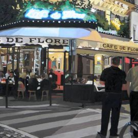 Paris Art Web - Painting - Angie Brooksby - Paris - Cafe de Flore