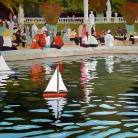 Paris Art Web - Painting - Angie Brooksby - Little Boat - Jardin Luxembourg
