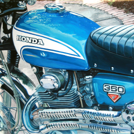 Paris Art Web - Painting - Franck Lloberes - Motorcycle - Honda 350