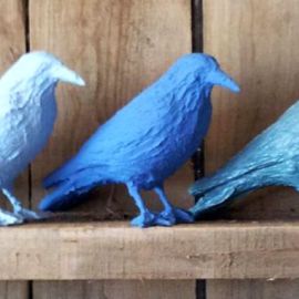 Paris Art Web - Sculpture - Saone De Stalh - Bird Series - Three Blue Ravens