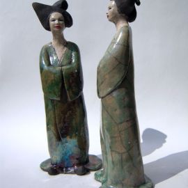 Paris Art Web - Sculpture - Melanie Bourget - Raku Ceramics Statue Duo 966