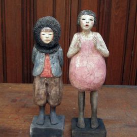 Paris Art Web - Sculpture - Melanie Bourget - Raku Ceramics Statue Duo 967 (1)
