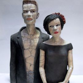 Paris Art Web - Sculpture - Melanie Bourget - Raku Ceramics Statue Duo 973