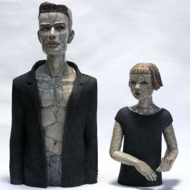 Paris Art Web - Sculpture - Melanie Bourget - Raku Ceramics Statue Duo 971