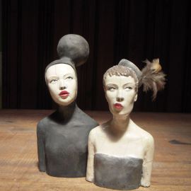 Paris Art Web - Sculpture - Melanie Bourget - Raku Ceramics Statue Duo 975