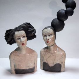 Paris Art Web - Sculpture - Melanie Bourget - Raku Ceramics Statue Duo 976