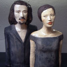 Paris Art Web - Sculpture - Melanie Bourget - Raku Ceramics Statue Duo 977
