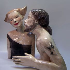 Paris Art Web - Sculpture - Melanie Bourget - Raku Ceramics Statue Duo 978