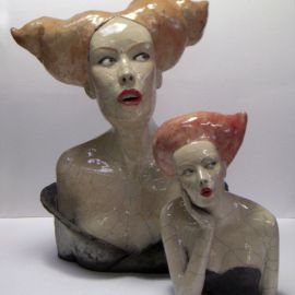 Paris Art Web - Sculpture - Melanie Bourget - Raku Ceramics Statue Duo 982