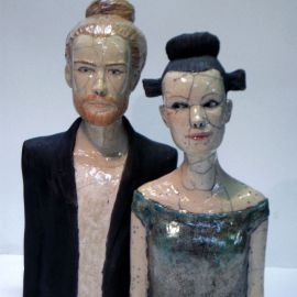 Paris Art Web - Sculpture - Melanie Bourget - Raku Ceramics Statue Duo 980