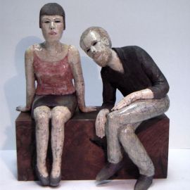 Paris Art Web - Sculpture - Melanie Bourget - Raku Ceramics Statue Duo 984