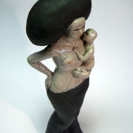 Paris Art Web - Sculpture - Melanie Bourget - Raku Ceramics Statue Duo 985 (1)