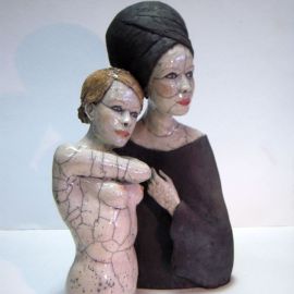 Paris Art Web - Sculpture - Melanie Bourget - Raku Ceramics Statue Duo 988 (1)