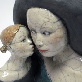 Paris Art Web - Sculpture - Melanie Bourget - Raku Ceramics Statue Duo 987 (1)