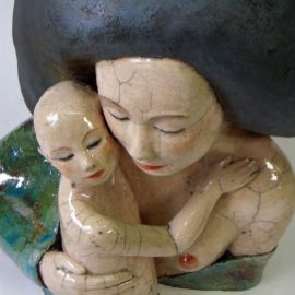 Paris Art Web - Sculpture - Melanie Bourget - Raku Ceramics Statue Duo 990 (1)
