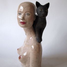 Paris Art Web - Sculpture - Melanie Bourget - Raku Ceramics Statue Duo 993