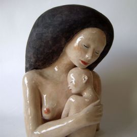 Paris Art Web - Sculpture - Melanie Bourget - Raku Ceramics Statue Duo 991