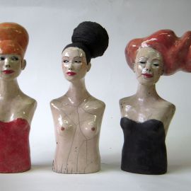 Paris Art Web - Sculpture - Melanie Bourget - Raku Ceramics Statue Trio 997