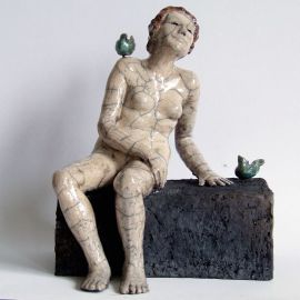 Paris Art Web - Sculpture - Melanie Bourget - Raku Ceramics Statue Trio 998